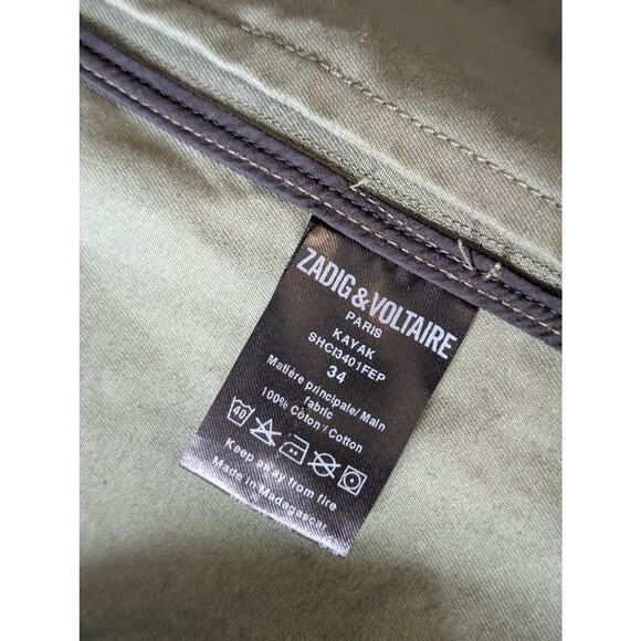 Zadig & Voltaire Kayak Green Gold Butterfly Cotton Cargo Utility Jacket XS NWT - Picture 8 of 11